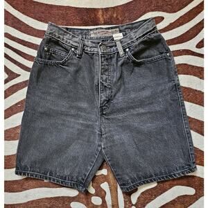 Vintage Levis 900 Series Super High Waisted Black Denim Distressed Shorts
